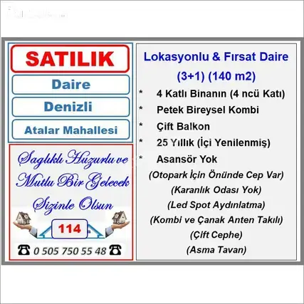 Denizli Pamukkale Atalar Mahallesi 3+1 140 m² satılık daire - Fotoğraf 2