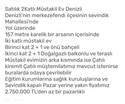Denizli Merkezefendi Sevindik Mahallesi 4+1 157 m² satılık müstakil Ev - Fotoğraf 2