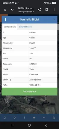 Kocaeli Gebze Duraklı Mahallesi 5.701 m² satılık tarla arsa - Fotoğraf 2