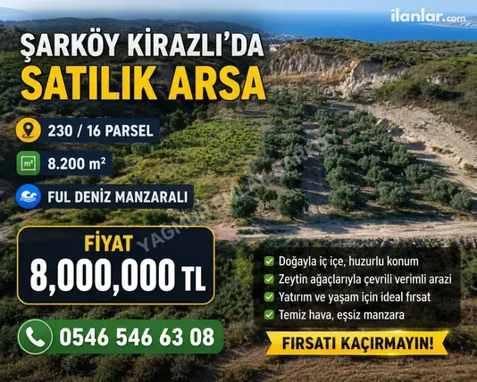 Tekirdağ Şarköy Kirazlı Mahallesi 8.200 m² satılık bağ & Bahçe arsa - Fotoğraf 2