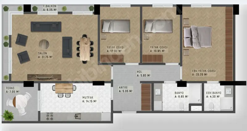 AKÇAKOCA YOLU ÜZERİ ALGÜN NOVA'DA SATILIK 3+1 LÜKS DAİRE