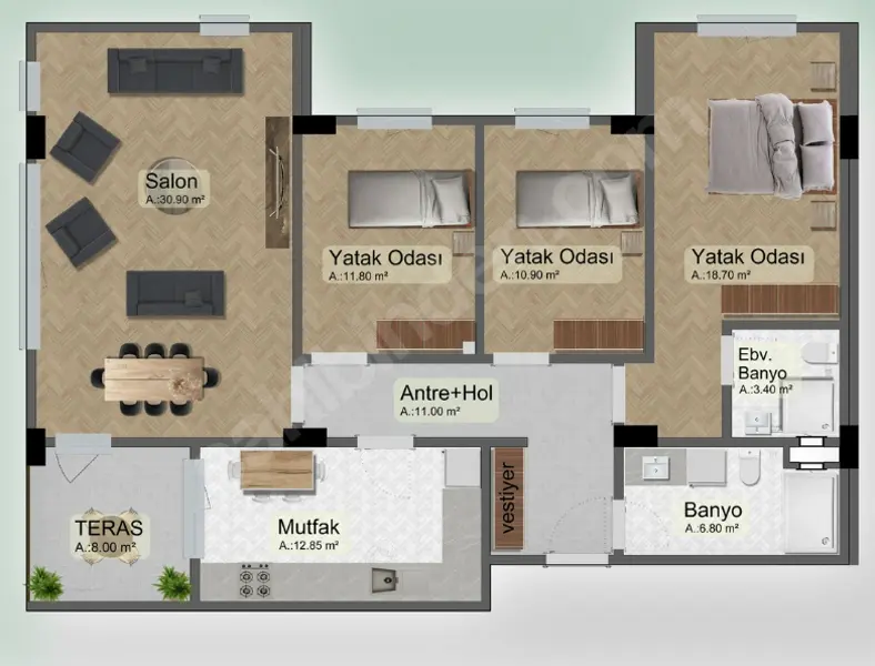 AKÇAKOCA YOLU ÜZERİ ALGÜN EFFECT'TE 3+1 LÜKS DAİRE
