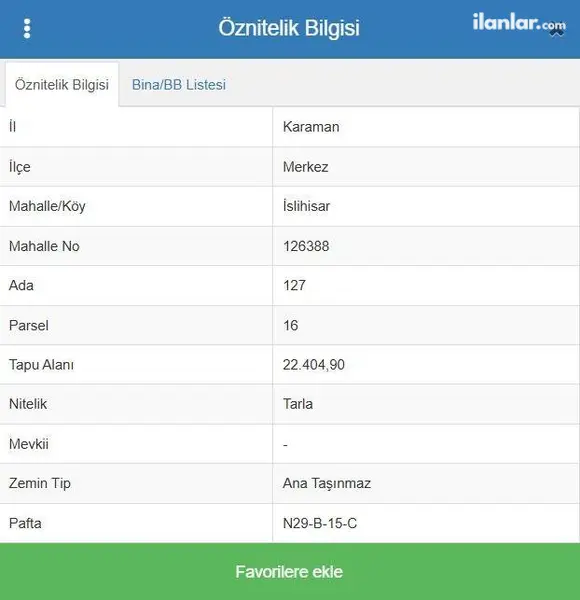 Karaman Merkez İslihisar Köyü Mahallesi 2.404 m² satılık tarla arsa - Fotoğraf 1