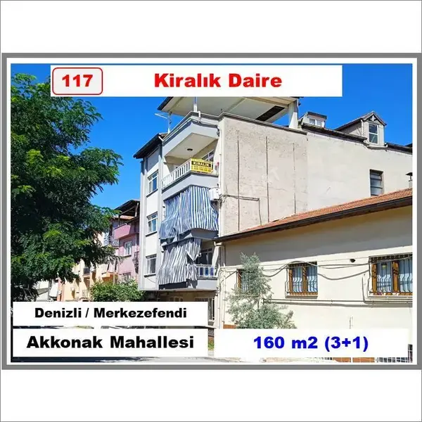Denizli Merkezefendi Akkonak Mahallesi 3+1 160 m² kiralık daire - Fotoğraf 1