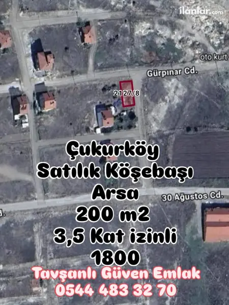 Kütahya Tavşanlı Çukurköy Mahallesi 200 m² satılık konut arsa - Fotoğraf 1
