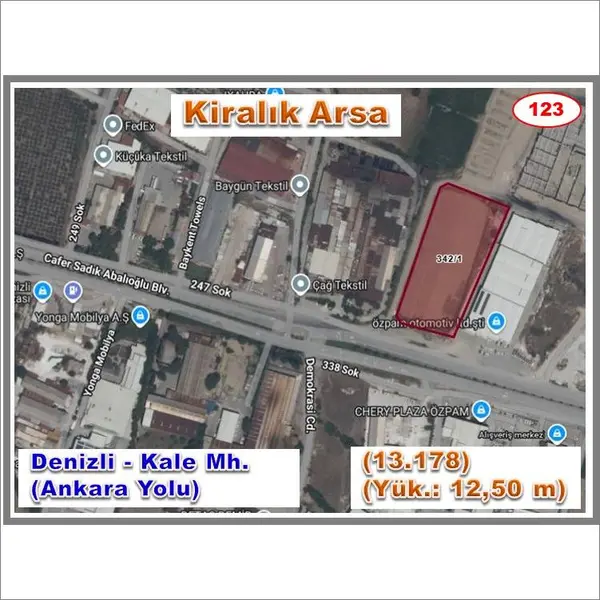 Denizli Pamukkale Kale Mahallesi 13.178 m² kiralık sanayi arsa - Fotoğraf 1
