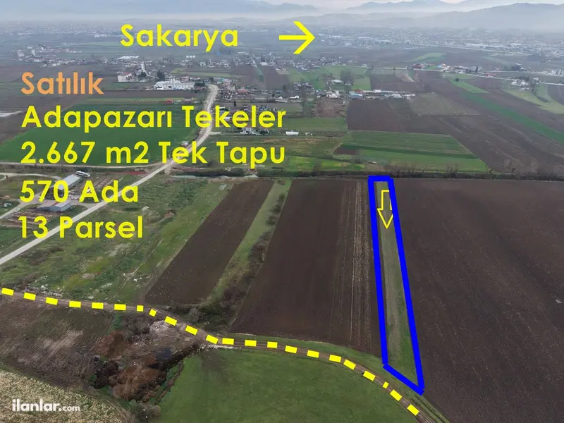 Sakarya Adapazarı Tekeler Mahallesi 2.670 m² satılık tarla arsa - Fotoğraf 1