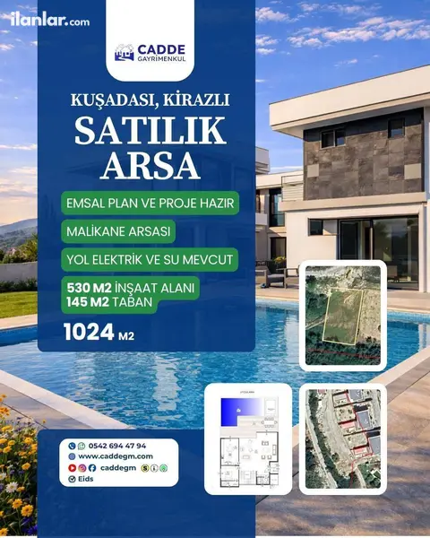 Aydın Kuşadası Kirazlı Mahallesi 1.024 m² satılık villa arsa - Fotoğraf 1