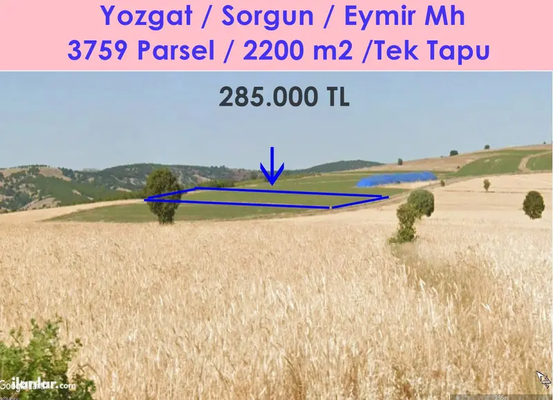 Yozgat Sorgun Eymir, Çarşıbaşı Mahallesi 2.200 m² satılık arazi arsa - Fotoğraf 1