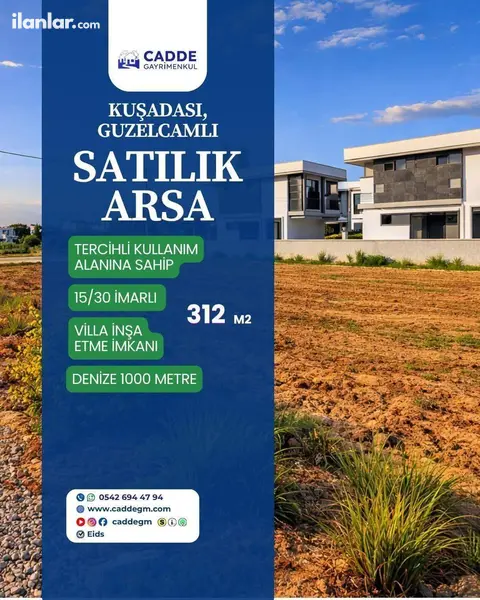 Aydın Kuşadası Güzelçamlı Mahallesi 312 m² satılık villa arsa - Fotoğraf 1