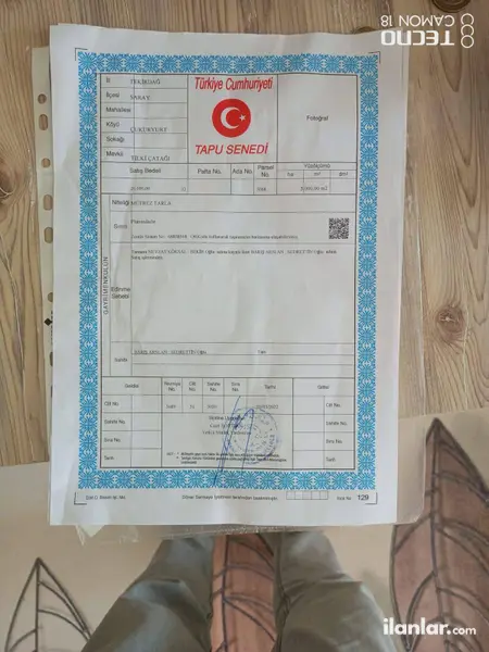 Tekirdağ Saray Çukuryurt Mahallesi 5.000 m² satılık tarla arsa - Fotoğraf 1