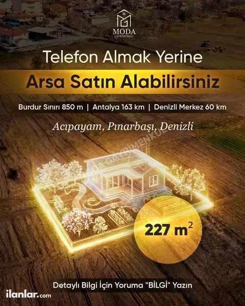 Denizli Acıpayam Pınarbaşı Mahallesi 227 m² satılık tarla arsa - Fotoğraf 1