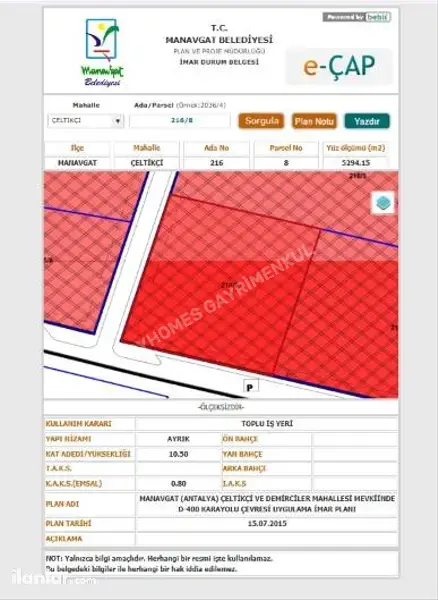 Antalya Manavgat Sanayi Mahallesi 5.294 m² satılık sanayi arsa - Fotoğraf 1