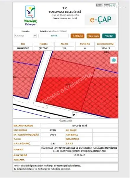 Antalya Manavgat Sanayi Mahallesi 5.294 m² satılık sanayi arsa - Fotoğraf 1
