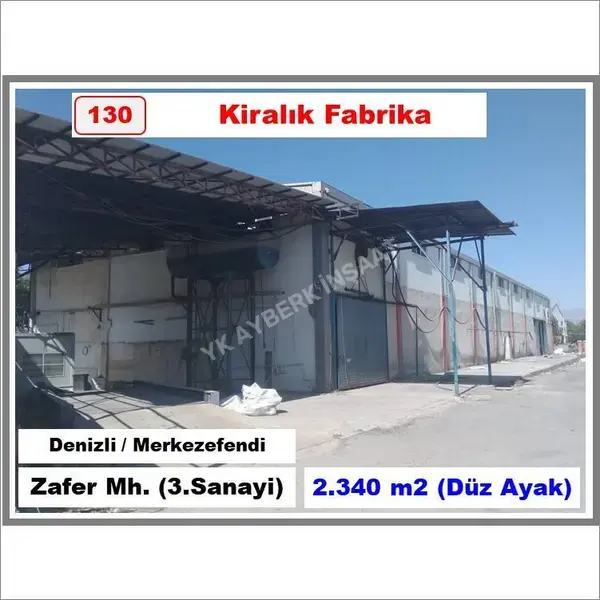 Denizli Merkezefendi Zafer Mahallesi 2.340 m² kiralık fabrika - Fotoğraf 1