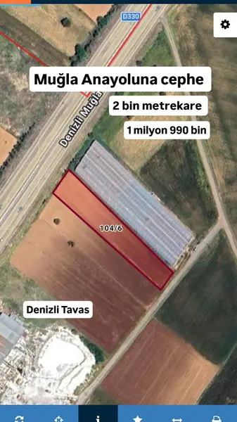 Denizli Tavas Orta Mahallesi 2.000 m² satılık tarla arsa - Fotoğraf 1