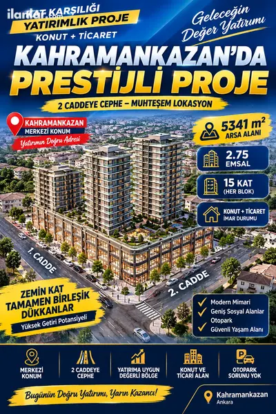 Ankara Kahramankazan Atatürk Mahallesi 5.341 m² satılık ticari + Konut arsa - Fotoğraf 1