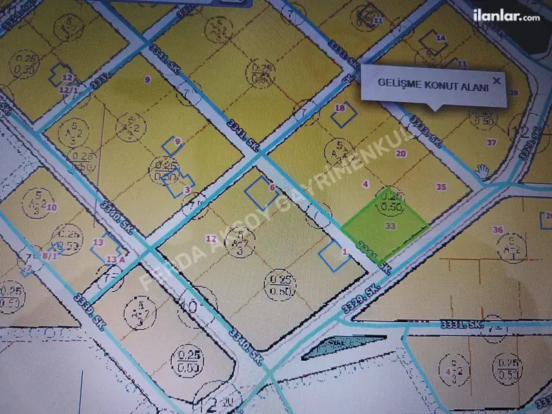 Kayseri Melikgazi Sarımsaklı Mahallesi 950 m² satılık villa arsa - Fotoğraf 1