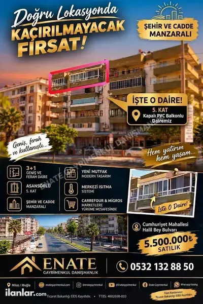 Muğla Milas Cumhuriyet Mahallesi 3+1 135 m² satılık daire - Fotoğraf 1