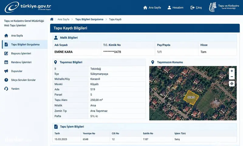 Tekirdağ Süleymanpaşa Karaevli Mahallesi 1.250 m² satılık arazi arsa - Fotoğraf 1