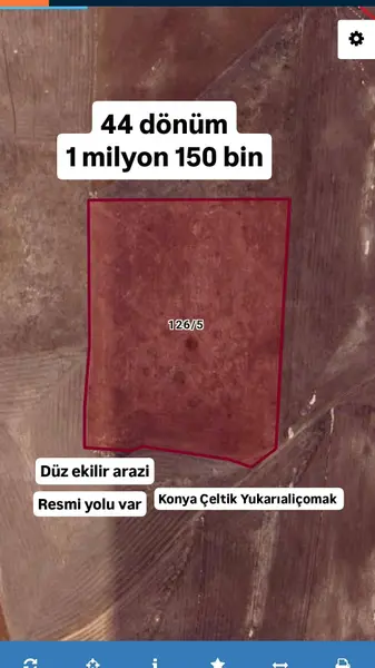Konya Çeltik Yukarıaliçomak Mahallesi 44.000 m² satılık - Fotoğraf 1