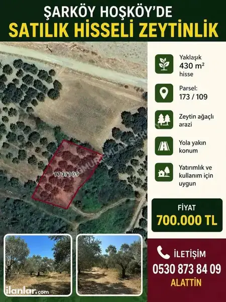 Tekirdağ Şarköy Hoşköy Mahallesi 430 m² satılık bağ & Bahçe arsa - Fotoğraf 1