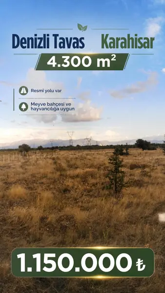 Denizli Tavas Karahisar Mahallesi 4.300 m² satılık tarla arsa - Fotoğraf 1